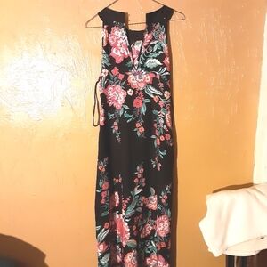New York & Company Black Floral Maxi Dress
